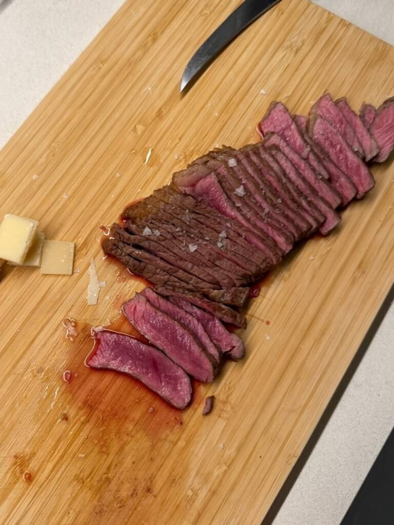 Ternera a la plancha al punto con sal en escamas